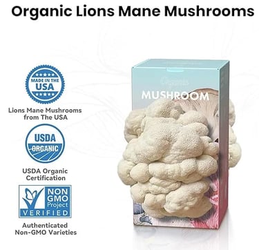a box of organic organic mushrooms
