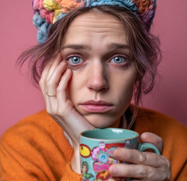femme empathe qui tient un mug et qui se posent des questions sur ses responsabilités