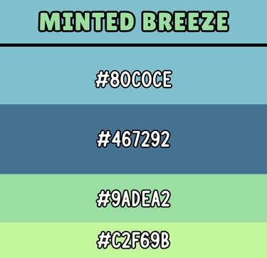 color palette of shades of blue and green