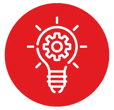Idea bulb in a red circle icon