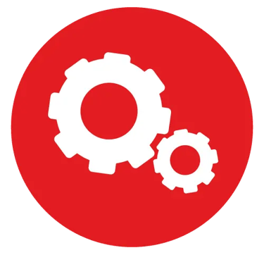 Red cogwheels icon