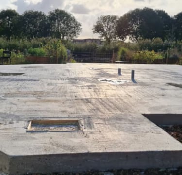 Execução da fundação da residência em obra na Holanda