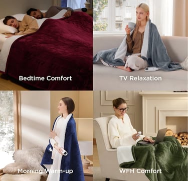 Bedsure heated blanket throw with fast heating and soft fabric for everyday comfort.