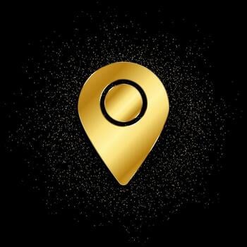 Golden Pindrop icon with a black background