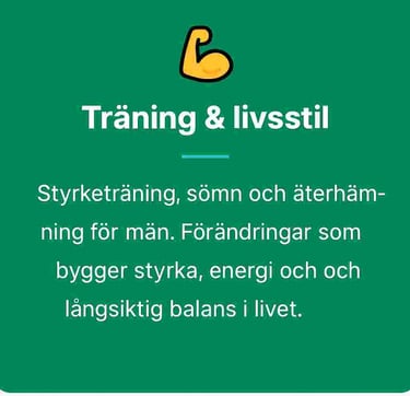 träning & livsstil frontbild vit text grön bakgrund