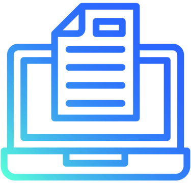 Laptop with document icon representing digital administration and paperwork management
