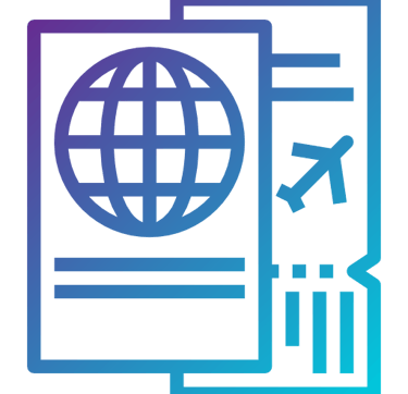 Passport and airline ticket icon representing international travel documentation
