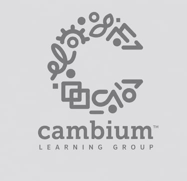 Cambium Learning Group logo featuring a grey stylized 'C' icon made of various abstract educational symbols.