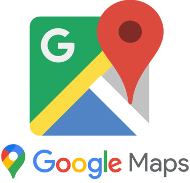 Google Maps app icon and logo with a red location pin over a stylized map background.