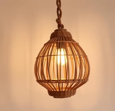 Afro-Bohemian Woven rattan pendant light