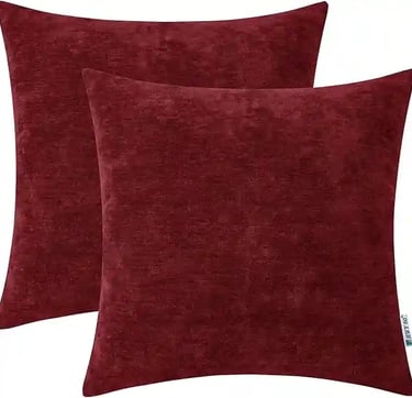Burgundy Throw Pillow Covers – 18x18 Inch Chenille Decorative Cushion Covers for Couch, Sofa, Bed