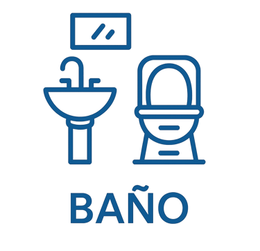 Ícono azul que representa baño completo con lavabo e inodoro, imagen ilustrativa