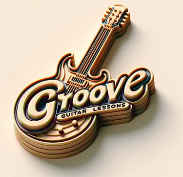 wooden carving of Groove Guitar lesson logo