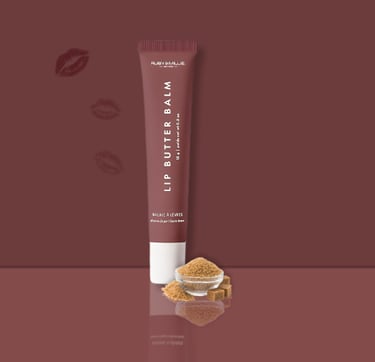 Ruby & Millie Brown Sugar Lip Butter in an aesthetic background, by lushoasie