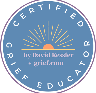 certified grief educator logo by david kessler and grief dot com