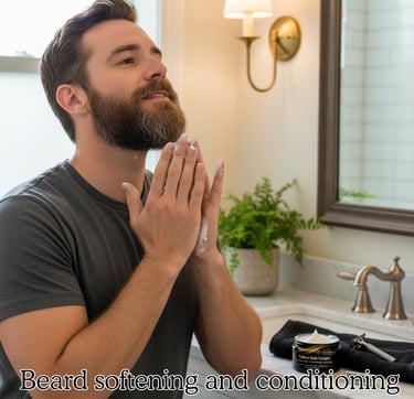 white man using Back2naturalness cream to soften beard