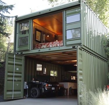 Green container house with two levels
