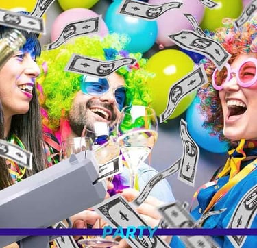 Luxury photo booth setup with props backdrop and lighting.