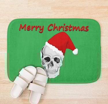 Merry Christmas Skull Head with Santa Hat
