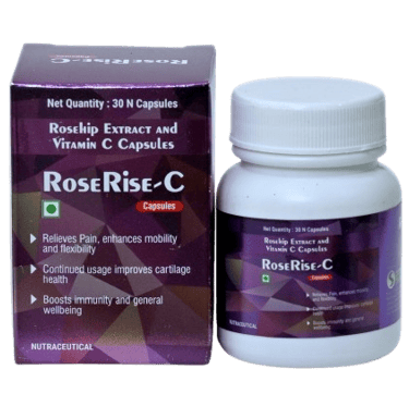 RoseRise-C Capsule bottle pack of 30 vegetarian capsules for joint support by Spiritual Biosciences