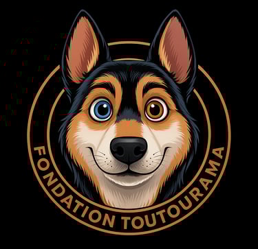 a dog with a dog in a circle with the words foundation for the foundation of