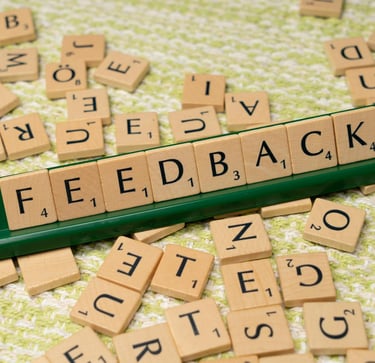 block letters forming word "feedback" symbolizing blog post for augusta precious metals customer reviews