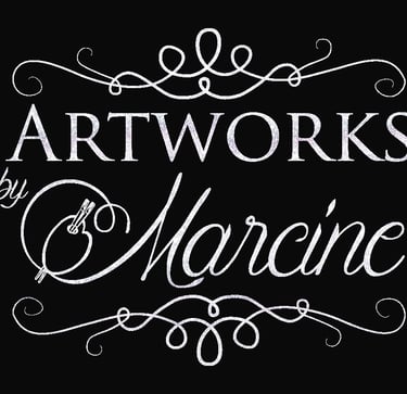 square logo for artworks by marcine nj mural artist