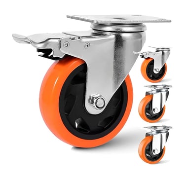 "Heavy duty PU caster wheels for industrial and furniture use - Alok Plastics"