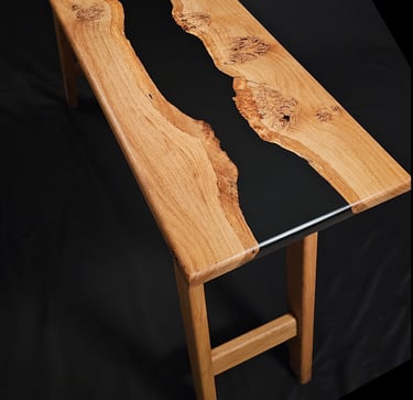Solid Oak Console Table top angle view