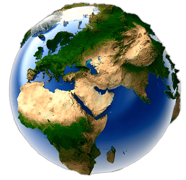 a globe map of the world showing the countries