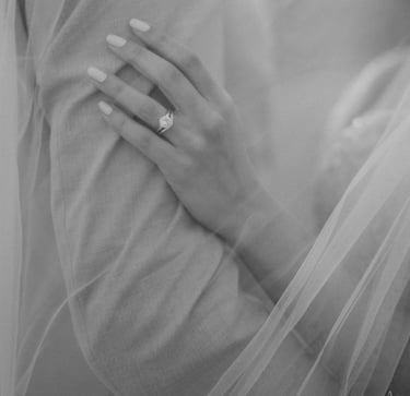 a bride and grooms wedding ring on their wedding day