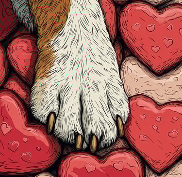 dog paw on heart cookies