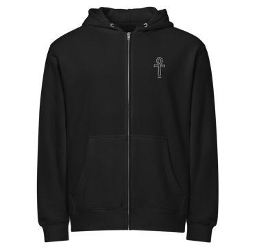 Black Ankh Zip-Up Hoodie