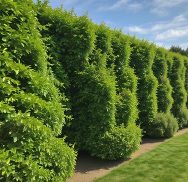Rows of evergreen conifers standing tall in the nursery.
