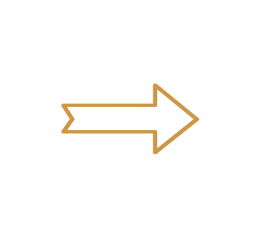 A gold outline of a right-pointing arrow icon isolated on a solid black background.