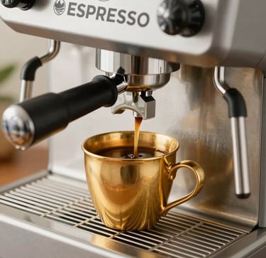 Close-up of a freshly brewed coffee cup with steam rising