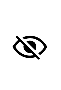 Icona di occhio barrato per rappresentare la funzione di oscuramento e privacy attivabile