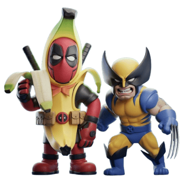 two figurines of a deadpool character