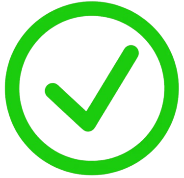 a green checkmark contained within a green circle