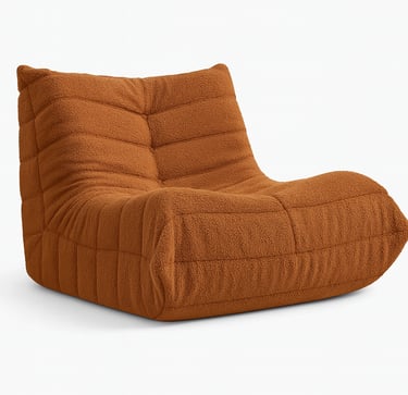 a mustard orange brown floor cushion chair