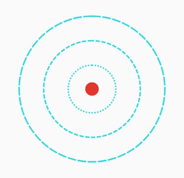 a red dot making blue concentric waves signifying point of influence