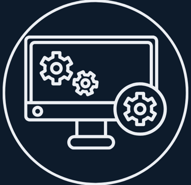 Jimproved Tech logo of a screen with gears on it, representing device setup and configuration.