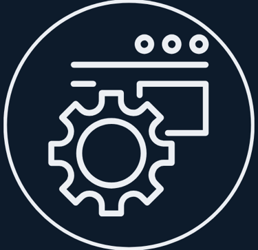Jimproved Tech logo of a webpage with a gear, representing software support