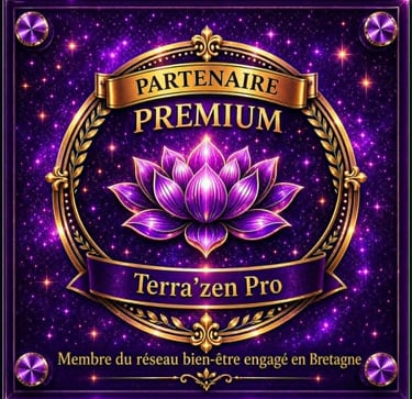 Badge Partenaire Premium Terra'zen Pro pour L'Âmagit du Cœur, magnétiseur et énergéticien à Auray en