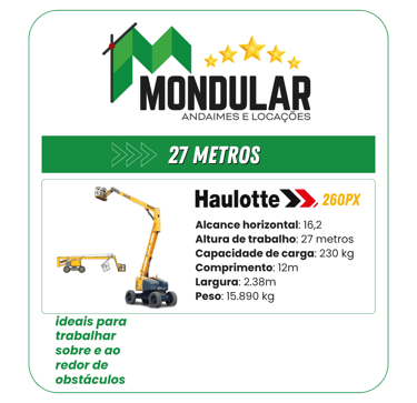 Alugar plataforma elevatória Haulotte Mondular