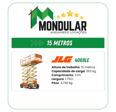 Alugar plataforma elevatória tesoura Mondular Araxá