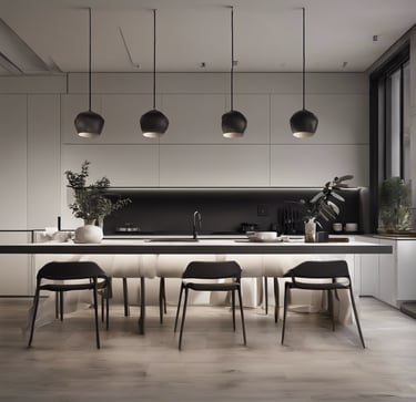 a kitchen with a table and chairs and a kitchen
