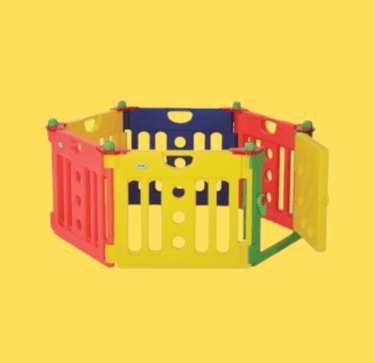 a colorful baby playpenet with a colorful playpen