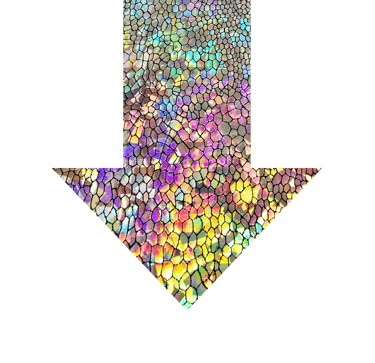 Holographic arrow symbol reflecting light and motion.