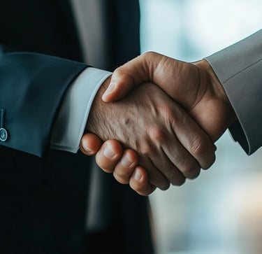 business men shaking hands signaling trust and being legit